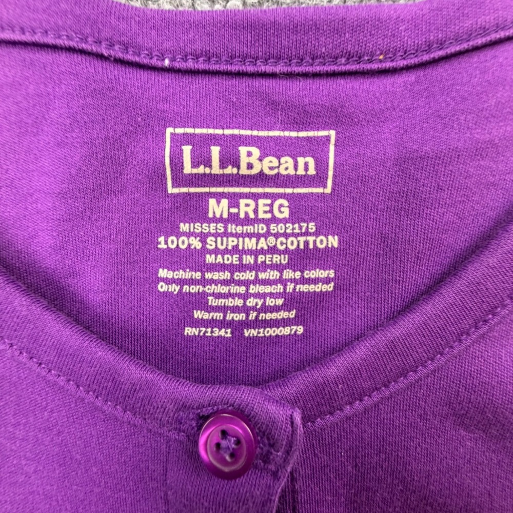 LL Bean Womens Purple Supima Cotton Button Front Cardigan Sweater M - Picture 5 of 9